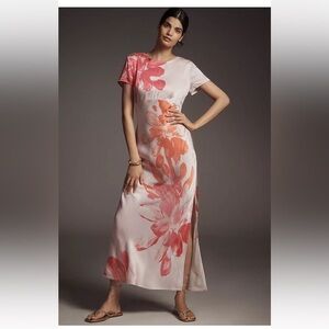 NWT Anthropologie Floral Open-Back Maxi Slip Dress, Size XL